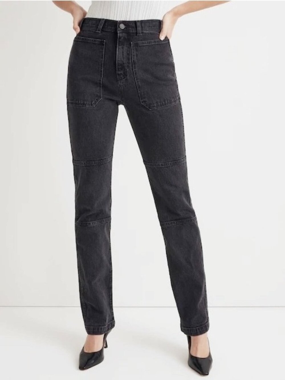 Madewell The 90s Straight Jeans Size 26 Camplin Black High Rise Utility Grunge